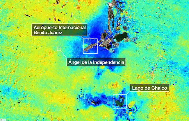 La CDMX se hunde más de 2 cm al mes, revela nuevo satélite de la NASA