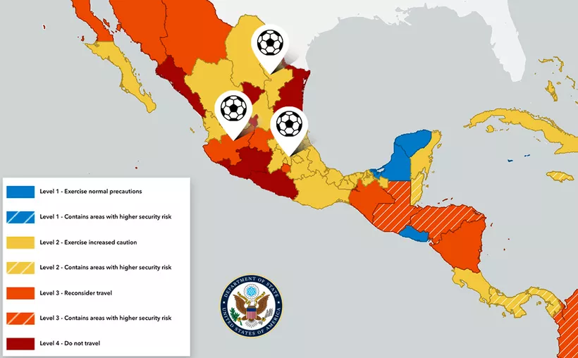 Estados Unidos califica de “alta precaución” sedes mundialistas de México