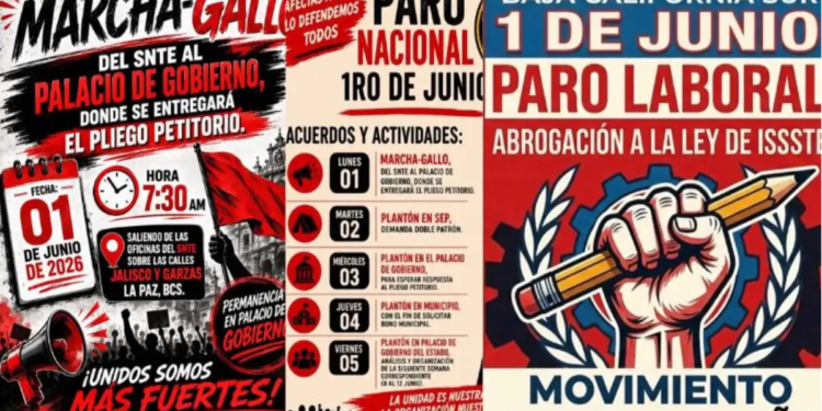 Anuncian paro y movilizaciones magisteriales en BCS a partir de este lunes