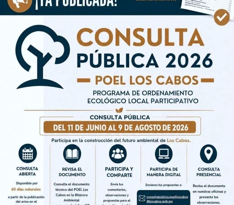 Invitan a participar en Consulta Pública del POEL Los Cabos 2026