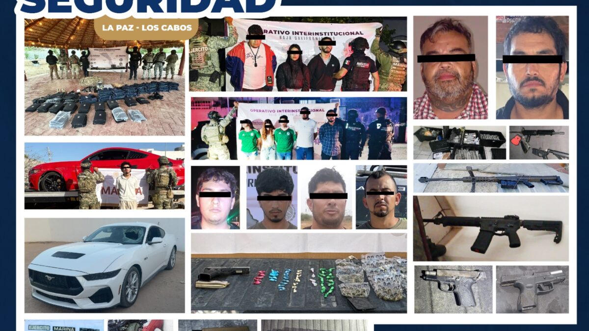 Trabajos de inteligencia y operación permiten la captura de personas, armas y equipo táctico en La Paz y Los Cabos: Mesa de Seguridad