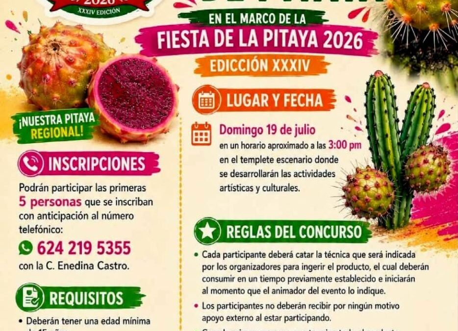 Invitan a participar en concursos de la Fiesta de la Pitahaya Miraflores 2026