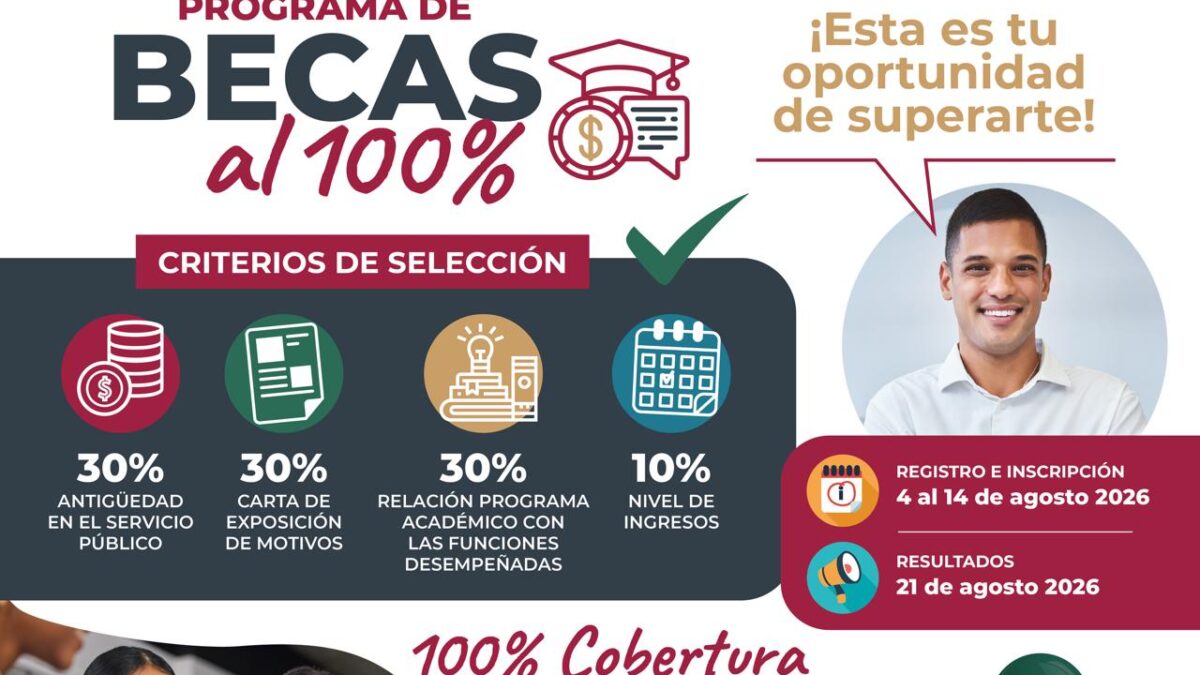 Promueve Gobierno del Estado becas del 100% para estudios superiores de trabajadores estatales