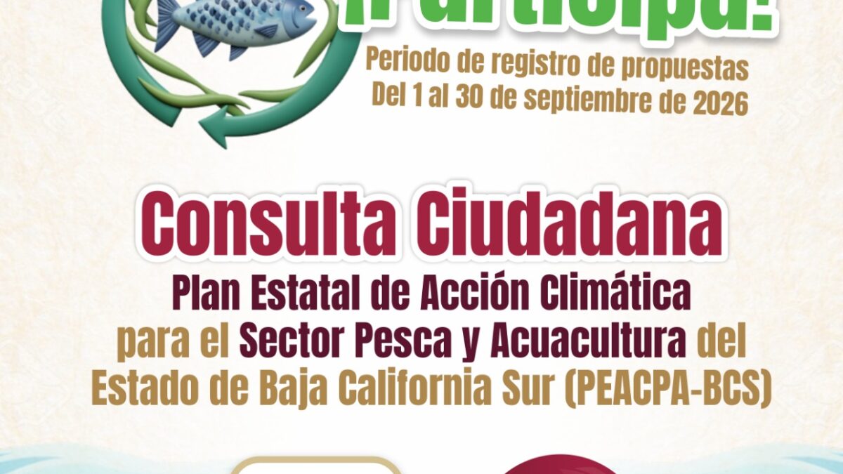Convocan a consulta pública del Plan Estatal de Acción Climática para Pesca y Acuacultura de BCS
