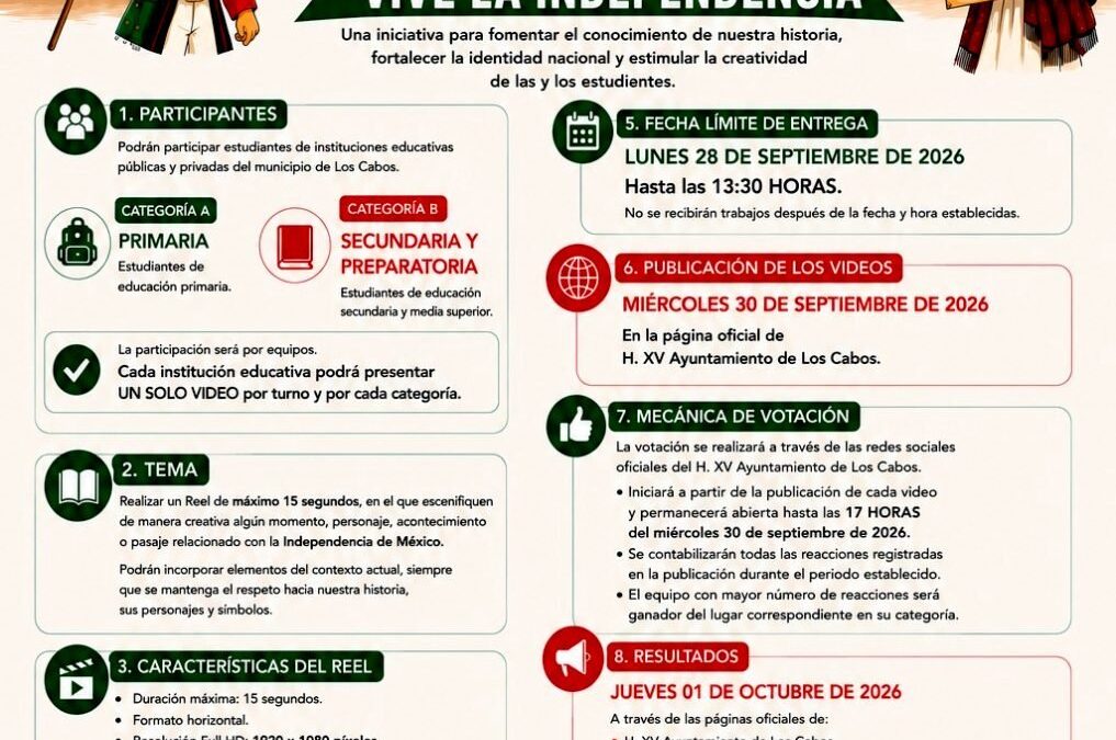 Ayuntamiento de Los Cabos convoca al Concurso de Reels Históricos “México en 15 Segundos”