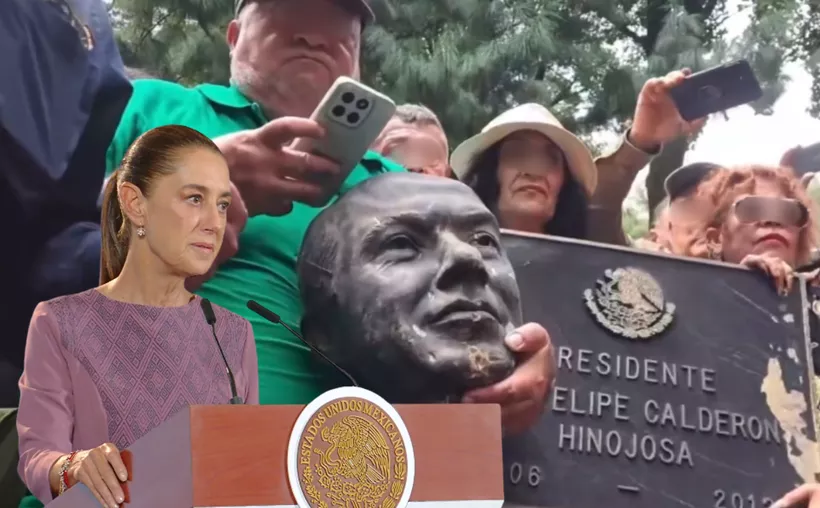 Sheinbaum, en desacuerdo con decapitación de estatua de Calderón