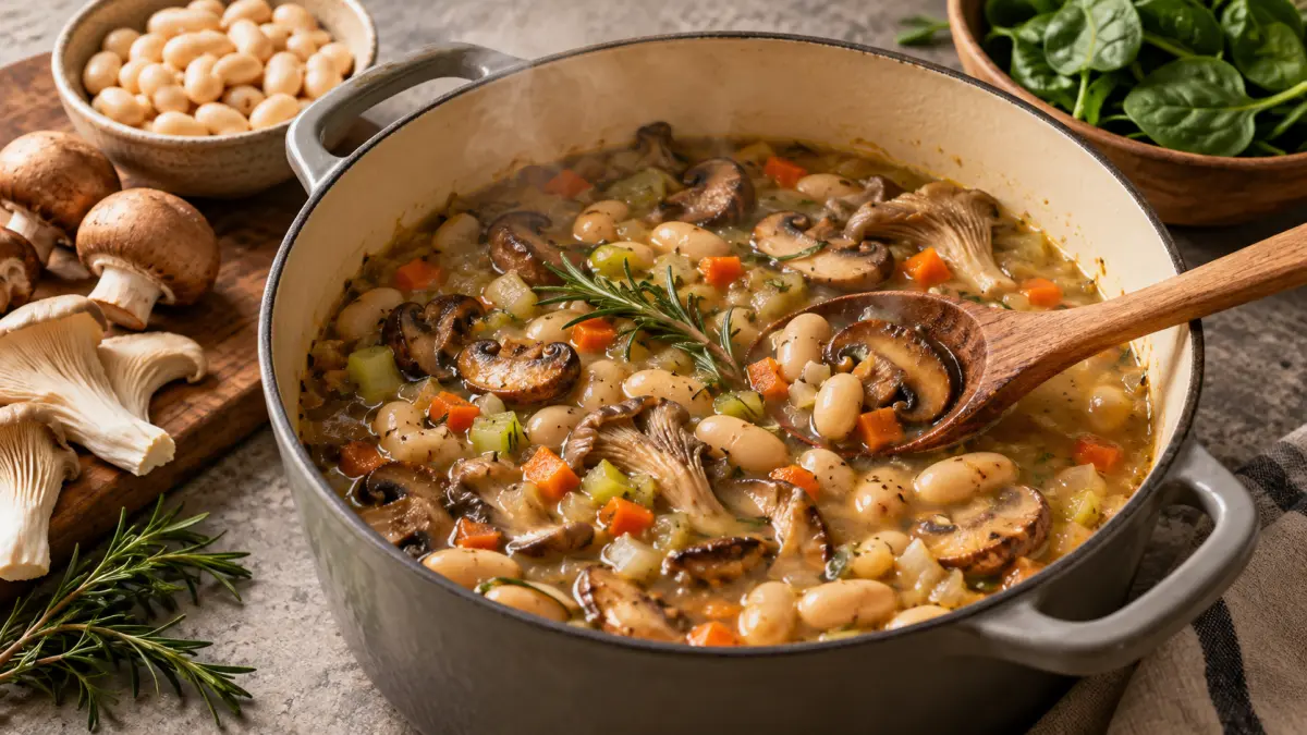 Caldo de frijoles blancos con hongos: Una receta fácil para las tardes frías