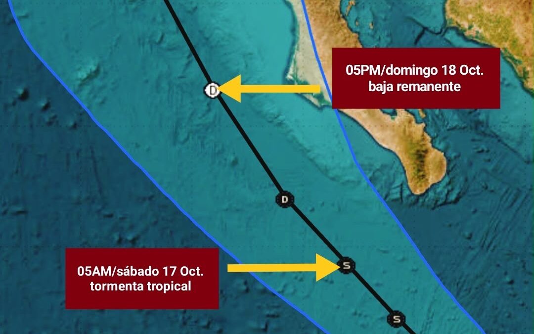Simon se degrada a tormenta tropical; se localiza a 445 km de Cabo San Lucas